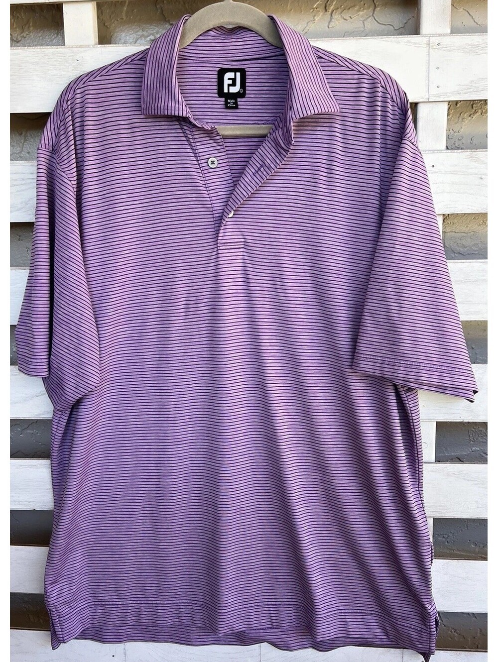 FJ FOOTJOY Mens L Purple Short Sleeve GOLF Polo Shirt Size L.